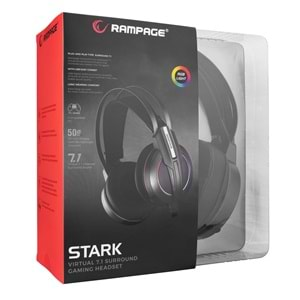 Rampage RM-K6 STARK USB 7.1 Double RGB Efekt Metalik Gri Surround Gaming Oyuncu Mikrofonlu Kulaklık