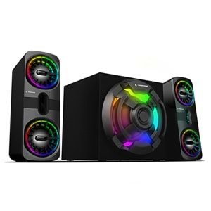 Rampage RMS-311 SHARD 2+1 80W Siyah USB,FM,Bluetooth,HMDI,Optica Rgb Işıklı Speaker