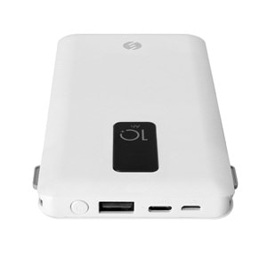 S-link IP-T100C 10000mAh Lightning+Micro+Type C Kablolu Powerbank Beyaz LCDli Taşınabilir Pil Şarj Cihazı