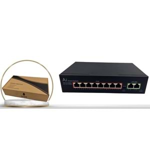 Telsan Poe8 Smart 8 Port Poe Switch 2 Port Uplink 52v 120w 10/100 Mbps Metal Kasa