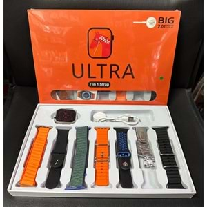 TELSAN ULTRA 7İN1 STRAP 49mm 1.99İnç Kablosuz Şarj Özellikleri Tam Ekran Bt Çağrı Özellikli Akıllı Saat (YEDİ KORDON)