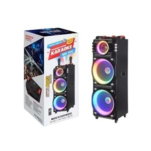 TELSAN NDR-7022+ SD/USB/FM 2*12inc AHŞAP BLUETOOTH KARAOKE MİKROFONLU ÇİFT KABLOSUZ KUMANDALI RGB MÜZİK KUTUSU