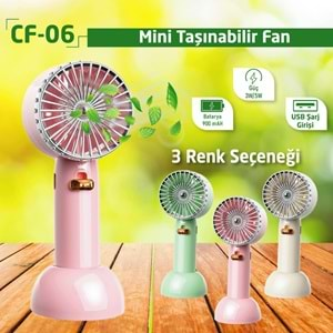 CONCORD CF-06 Taşınabilir Şarjlı 900mAh 3-5W Usb Masaüstü Fan Usb Vantilatör