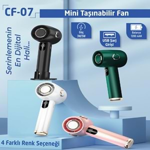 CONCORD CF-07 Ekranlı Taşınabilir Şarjlı 1200mAh 3-5W Usb Masaüstü Fan Usb Vantilatör