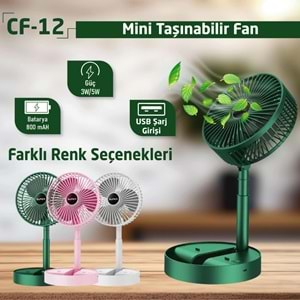 CONCORD CF-12 Taşınabilir Şarjlı 1200mAh 3 Kademeli 3-5W Usb Masaüstü Fan Usb Vantilatör