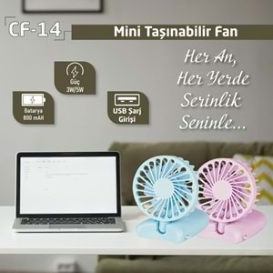 CONCORD CF-14 Taşınabilir Şarjlı 800mAh 3-5W Usb Masaüstü Fan Usb Vantilatör