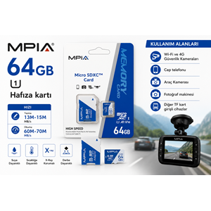 MPİA MP-64 64GB ADAPTÖRLÜ CLASS 10 MİCRO SD HAFIZA KART M64