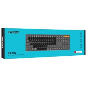 Everest KB-2610 Siyah/Gri 2.4G+BT1+BT2 üçü bir arada 3 in 1 Q Kablosuz Klavye