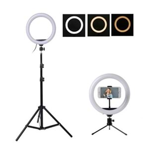 TELSAN LJJ-26 LED 10İNÇ 26CM 2METRE Youtuber Tiktok Çekim Telefon Tutucu Renkli Ring Light Makyaj Işığı 10 Inç Tripod