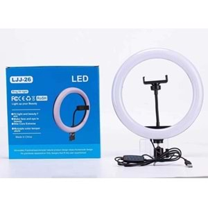 TELSAN LJJ-26 LED 10İNÇ 26CM 2METRE Youtuber Tiktok Çekim Telefon Tutucu Renkli Ring Light Makyaj Işığı 10 Inç Tripod