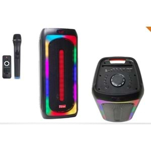 TELSAN HS-TD0833 SD/USB/FM DOUBLE 8*2 16inc BLUETOOTH KARAOKE KABLOSUZ MİKROFONLU KUMANDALI RGB MÜZİK KUTUSU