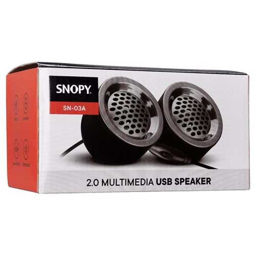 Snopy SN-03A 2.0 Siyah 2W x2 USB Mini Multimedia Speaker Hoparlör