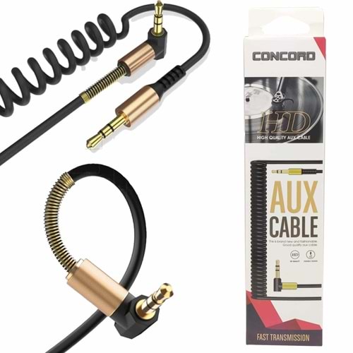 Concord C-807 1.8M AUX L Kablo Spiral Yaylı Ses Kablosu