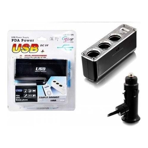 Platoon PL-8988 3 Çıkışlı 12/24 Volt Oto Çakmaklık Çoklayıcı + 1 USB Çıkışlı