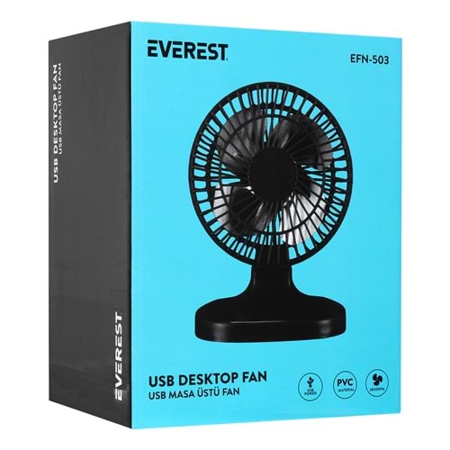 Everest EFN-503 7'' Masa Üstü Siyah Usb Fan Vantilatör