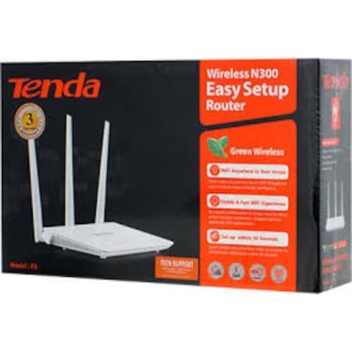 TENDA F3 2.4GHz 300Mbps 3 ANTEN 1Wan + 4Lan Portlu Wireless Router
