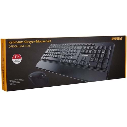 Everest KM-6176 OFFICAL Siyah Kablosuz Combo Q Multimedia Klavye + Mouse Set
