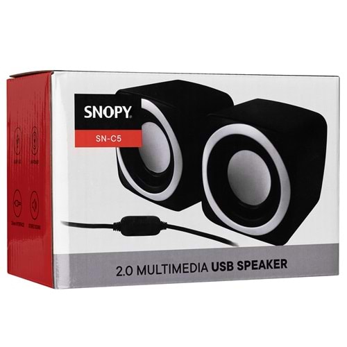 Snopy SN-C5 2.0 Multimedia USB 5V 3W*2 Siyah Speaker Hoparlör