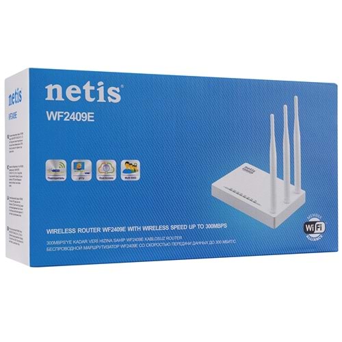 Netis WF2409E 300Mbps 2.4GHz 1*WAN+4*LAN 3*5dBi Anten AP+Repeater+WISP Kablosuz Router ACCES POİNT