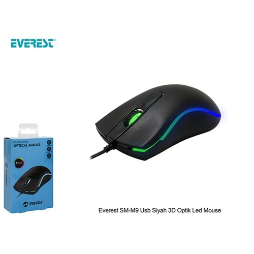 Everest SM-M9 Usb Siyah 3D Optik Led Mouse