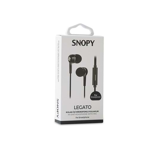 Snopy SN-778 LEGATO MP3 Kulak İçi Siyah Mikrofonlu Kulaklık