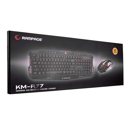 Rampage KM-R77 Siyah Usb 3 Farklı Ledli Gaming Q Multimedia Klavye + Mouse Set