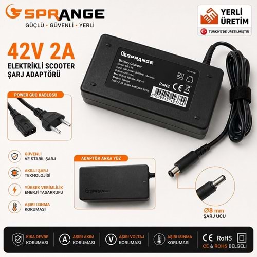 SPRANGE SR-L34 42V 2A Hoverboard Xiaomi Modelleri Scooter Adaptör