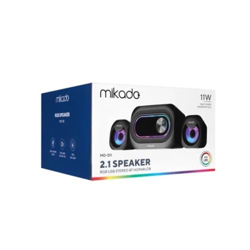 Mikado MD-511 5W+3W×2 USB RGB Ledli 2+1 Gaming Speaker Hoparlör