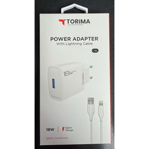 TORİMA C18L QUİCK HIZLI ŞARJ 18W 3A İPHONE LİGHTNİNG ŞARJ ALETİ