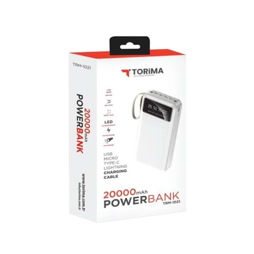 Torima TRM-1021 Dijital Ekran Hızlı Şarj Özellikli 4 Çıkışlı 20.000Mah Powerbank