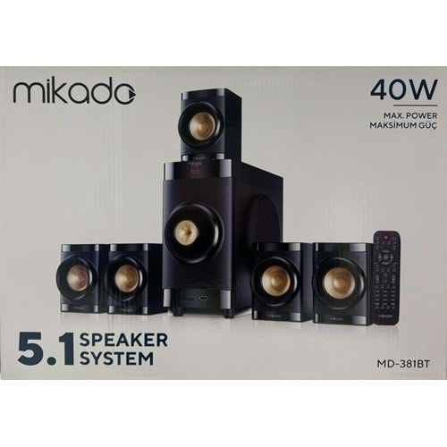 Mikado MD-381BT 5+1 Usb+SD+FM 40W Destekli Multimedia Bluetooth Speaker