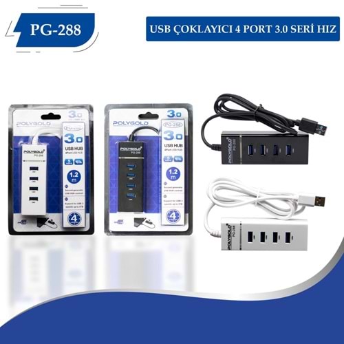 POLYGOLD PG-288 4 PORTLU USB 3.0 HUB USB ÇOKLAYICI 1.2 METRE