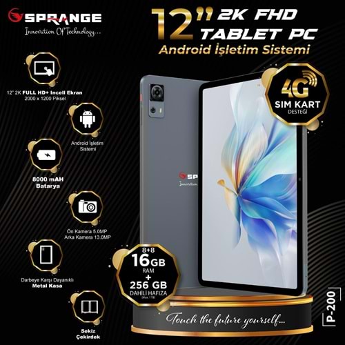 SPRANGE P-200 FULL HD Ekran 4G Sim Kartlı 12