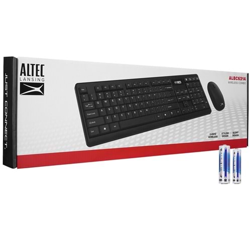 Altec Lansing ALBC6314 2.4GHz 1200DPI Mouse Türkçe Q Kablosuz Klavye + Mouse Set