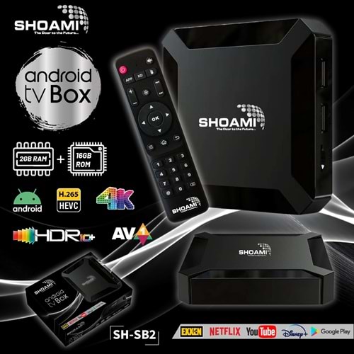 SHOAMİ SH-SB2 İşlemci 2G RAM + 16GB Dahili Hafizası Wifi Kumandalı Android 10 TV Box 4K HDR10+