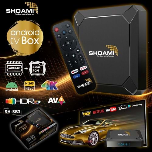 SHOAMİ SH-SB3 İşlemci 4G RAM + 64GB Dahili Hafizası Bluetooth Wifi Kumandalı Android 13 TV Box 4K HDR10+