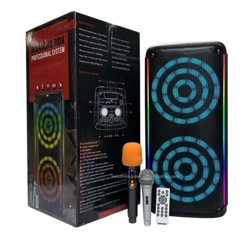 TELSAN KTS-1912 SD/USB/FM 16inc KUMANDALI KABLOSUZ ÇİFT MİKROFONLU BLUETOOTH RGB IŞIKLI MÜZİK KUTUSU