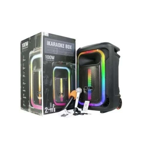 TELSAN BTS-1928 SD/USB/FM 12inc KUMANDALI KABLOSUZ ÇİFT MİKROFONLU BLUETOOTH RGB IŞIKLI MÜZİK KUTUSU