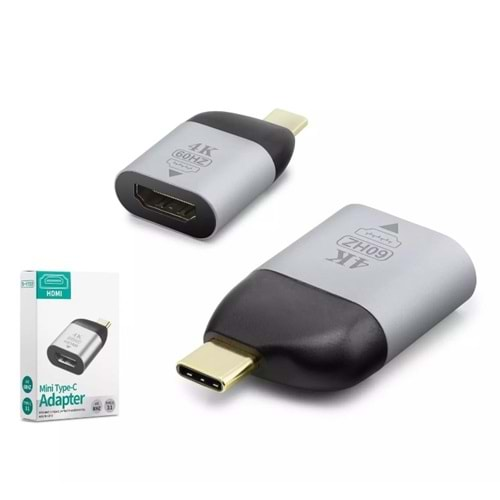 HADRON HDX2352 TYPE-C (M) TO HDMI (F) ADAPTÖR 3.1 4K 60HZ GRİ