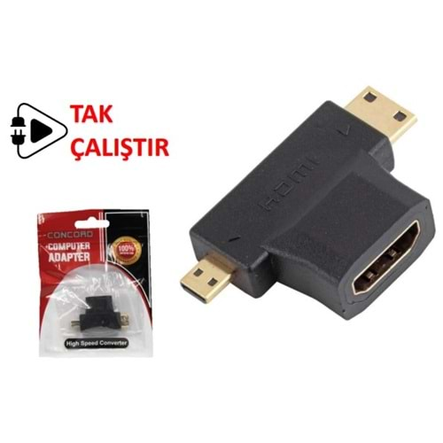 CONCORD C-582 MİNİ HDMI+MİCRO HDMI TO HDMI FEMALE ÇEVİRİCİ