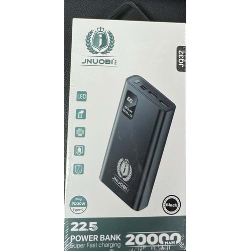 JNUOBİ JQ32 20000MAH 22.5W QC 3.0 PD 3.0 HIZLI ŞARJ TYPE-C MİCRO GİRİŞLİ 2X USB DİJİTAL EKRAN POWERBANK