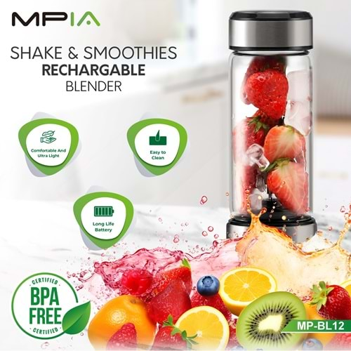 MPİA MP-BL12 USB ŞARJLI 450ML 6 BIÇAKLI TAŞINABİLİR PORTATİF BLENDER