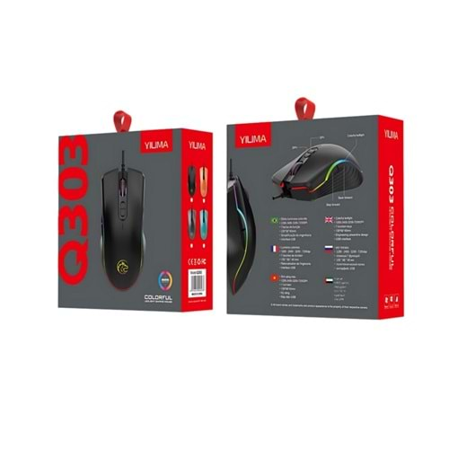 TELSAN Q303 RGB IŞIKLI OYUNCU GAMİNG 7200DPİ KABLOLU MOUSE