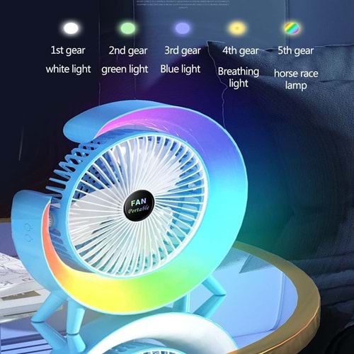 Telsan TLS-42 Mini Fan Renkli Işıklı Vantilatör Hava Soğutucu Fan