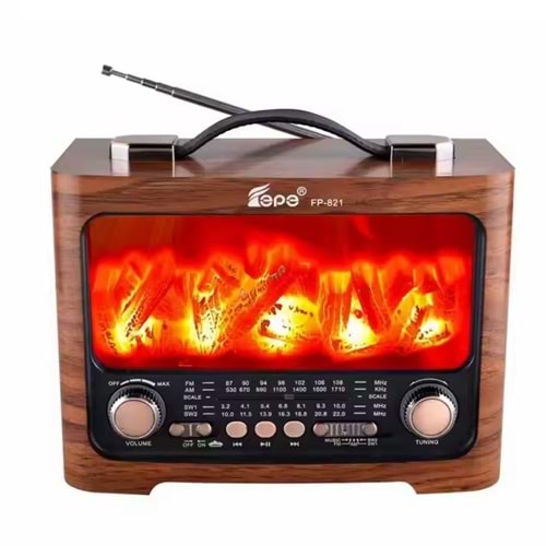 TELSAN FP-821 USB/SD/FM/BLUETOOTH ALEVLİ NOSTALJİ GÜÇLÜ SİNYAL MÜZİK KUTUSU