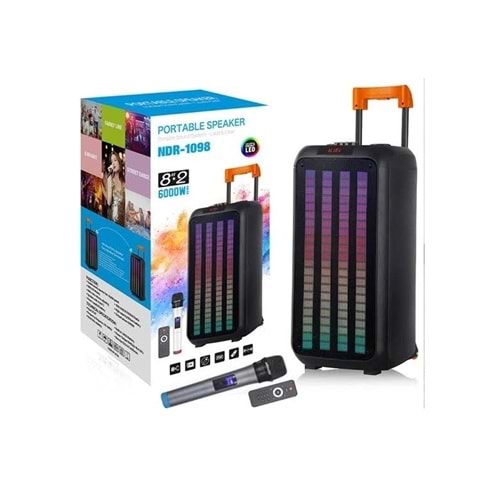 TELSAN NDR-1098 SD/USB/FM 16inc KUMANDALI KABLOSUZ MİKROFONLU BLUETOOTH RGB IŞIKLI MÜZİK KUTUSU