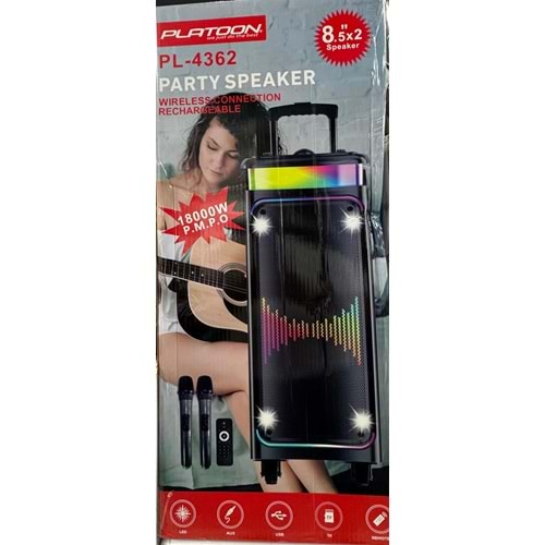 PLATOON PL-4362 SD/USB/BLUETOOTH ÇİFT MİKROFONLU 16