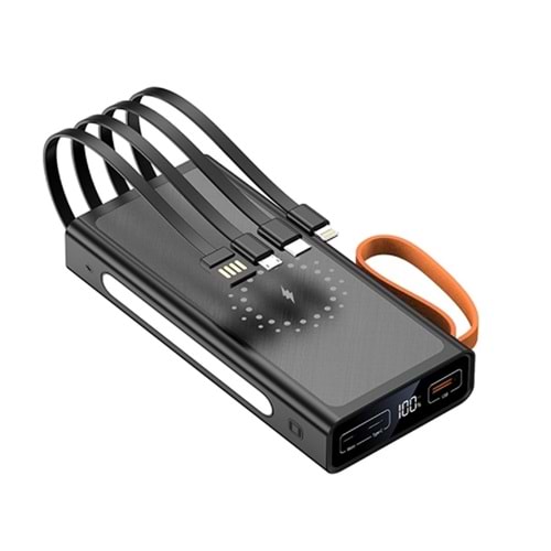 SPRANGE SR-P25W Dijital Göstergeli 24000 mAh Kablosuz Şarj 3in1 Kablo Powerbank