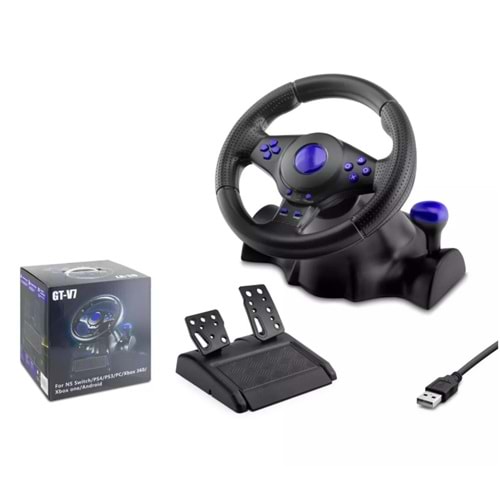 Hadron VW9824 GT-V7 Oyuncu Direksiyon Seti 180° 7In1 Ps4/Ps3/Ps2/Pc/Xbox/Android Siyah