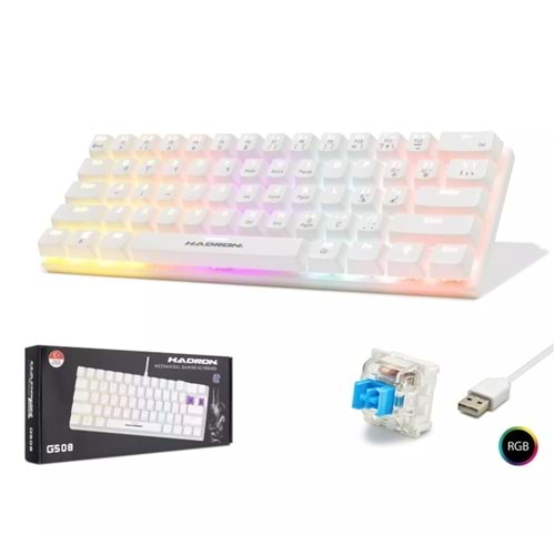 Hadron G508B Kablolu Oyuncu Mini Klavye Mekanik Blue Switch Rgb Q Beyaz